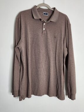 Charles Tyrwhitt XL Light Brown Long Sleeve Polo Shirt Mens Classic Fit